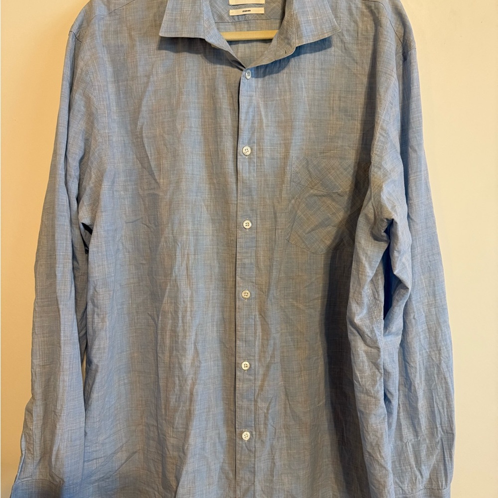 Men's Billy Reid Blue Button-Up Shirt (XL)